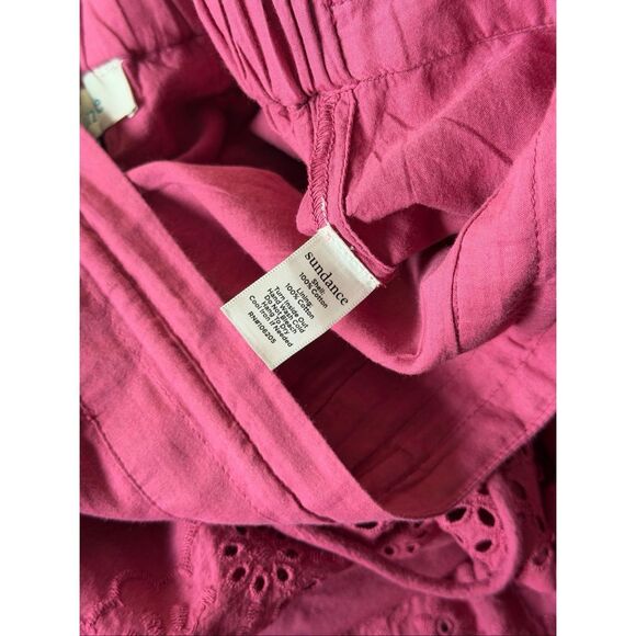 Sundance Bastilla Tiered Pink Eyelet Boho Skirt size L Fuchsia Pink - Picture 7 of 7